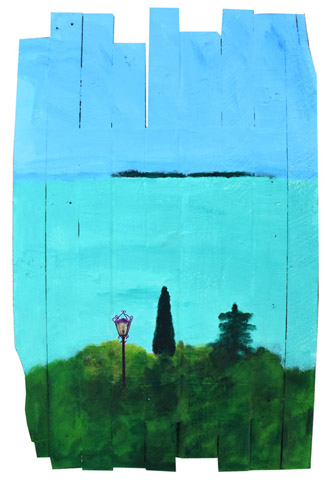 Bois, palissade, lac de Garde, lac, vaporetto, eau, artiste française, artiste drômoise, mixmedia, mix mediaartist, photographie, photographe, photo, photographe-plasticienne, photo-repeinte, photopainting, art, art contemporain, peinture acrylique, peinture, crayons de couleurs pastels, nyons, Drôme provençale, Drôme. Couleurs bleu ciel, blanc