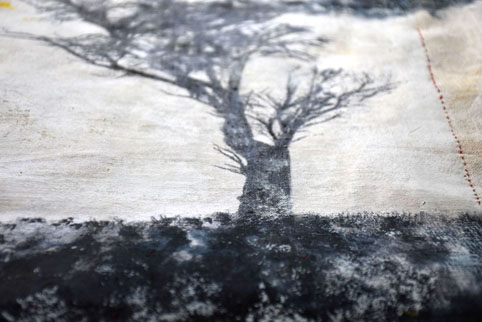 Textile Tissus, textile, recyclage, arbre, pochoir, peinture