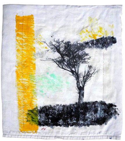 Textile Tissus, textile, recyclage, arbre, pochoir, peinture